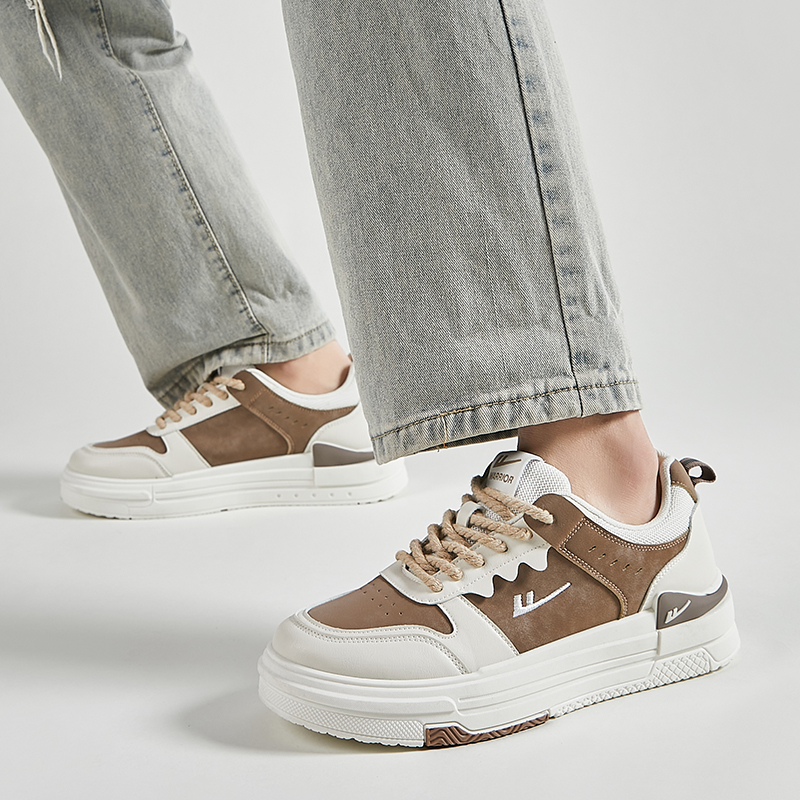 Warrior 'Synthetic Leather Patchwork Fashion Low-Top Sneakers in Beige Brown' 圖 8