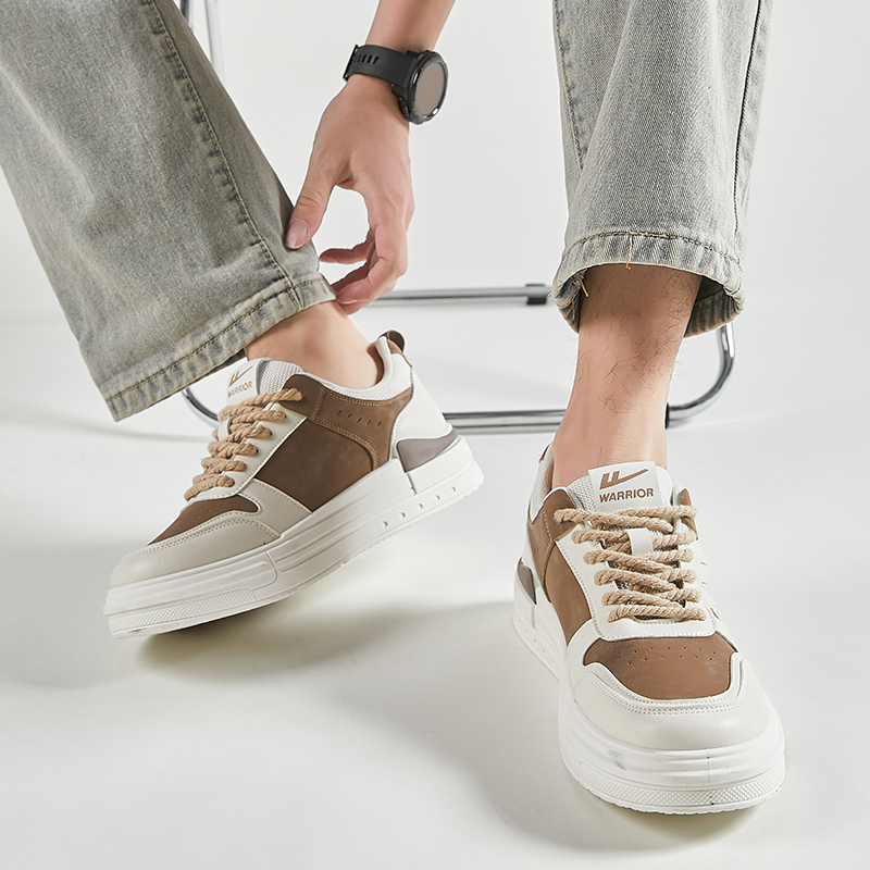 Warrior 'Synthetic Leather Patchwork Fashion Low-Top Sneakers in Beige Brown' 圖 9