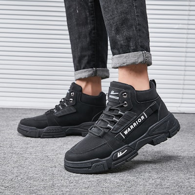 霸王牌回力 休閒百搭戶外 防滑耐磨 高筒 馬丁靴 男款 黑色 6