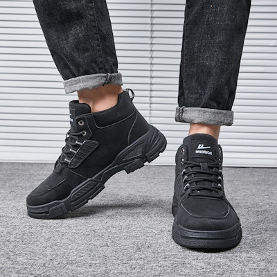 霸王牌回力 休閒百搭戶外 防滑耐磨 高筒 馬丁靴 男款 黑色 7