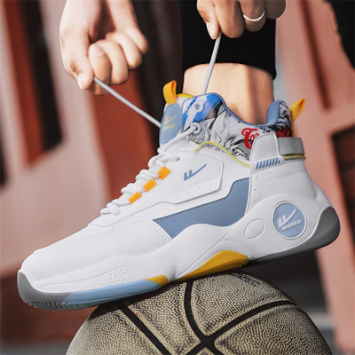 勇士篮球鞋 高帮 '白蓝灰黄' WXY-F429C01 2