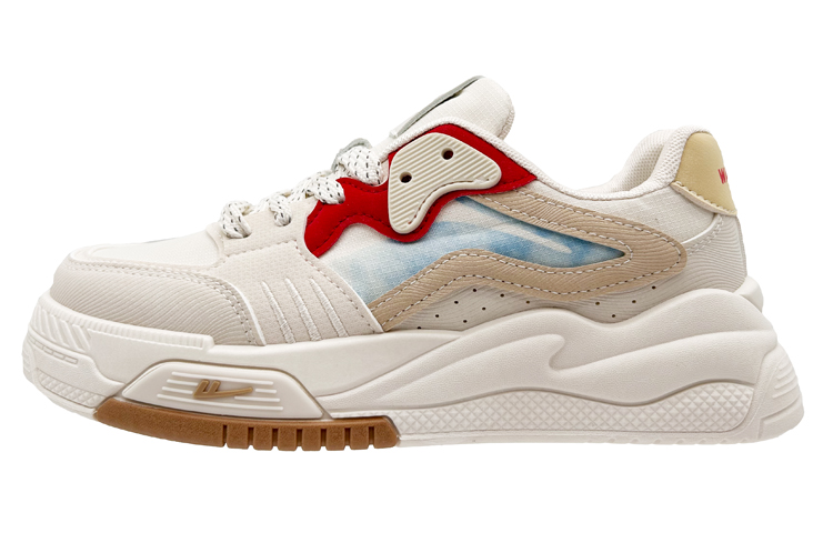Warrior Canvas Low-Top Sneakers Beige/Red - Anti-Slip & Durable Casual Shoes. WXY(S)-2672Z02 Red 米 (Crimson Red)