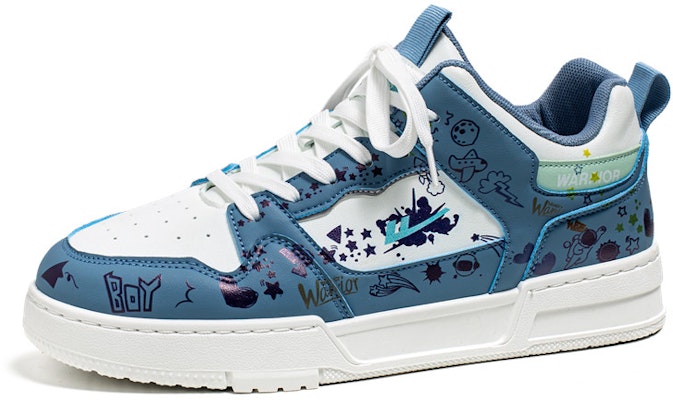 Warrior Canvas Low 'Blue White Cartoon' WXP(WZ)-111602 Buy Warrior Canvas Low 'Blue White Cartoon' WXP(WZ)-111602