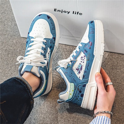 Warrior Canvas Low 'Blue White Cartoon' WXP(WZ)-111602 Order Warrior Canvas Low 'Blue White Cartoon' WXP(WZ)-111602