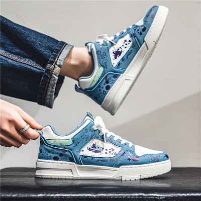 Warrior Canvas Low 'Blue White Cartoon' WXP(WZ)-111602 Lookbook Warrior Canvas Low 'Blue White Cartoon' WXP(WZ)-111602