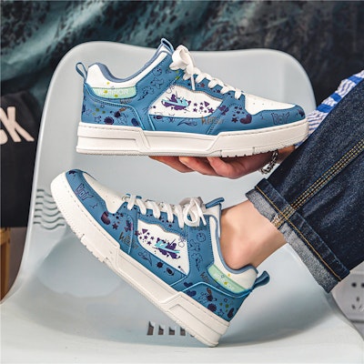 Warrior Canvas Low 'Blue White Cartoon' WXP(WZ)-111602 Shop Warrior Canvas Low 'Blue White Cartoon' WXP(WZ)-111602