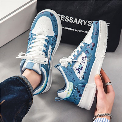 Warrior Canvas Low 'Blue White Cartoon' WXP(WZ)-111602 Purchase Warrior Canvas Low 'Blue White Cartoon' WXP(WZ)-111602