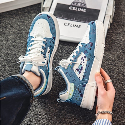 Warrior Canvas Low 'Blue White Cartoon' WXP(WZ)-111602 Details for Warrior Canvas Low 'Blue White Cartoon' WXP(WZ)-111602