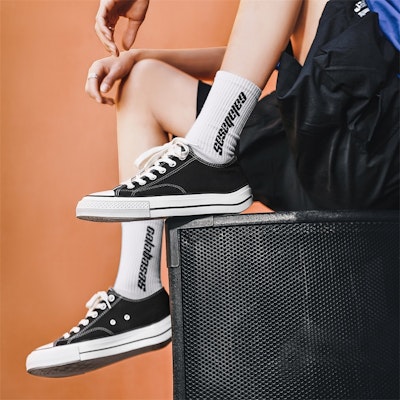 回力戰士 街頭流行搭配 防滑 耐磨 低筒 帆布鞋 男女款 黑色 3