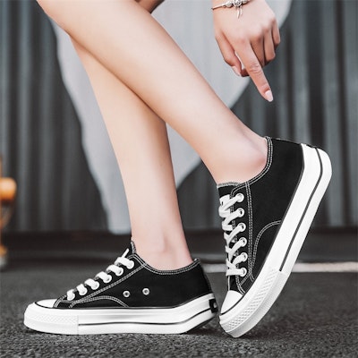 回力戰士 街頭流行搭配 防滑 耐磨 低筒 帆布鞋 男女款 黑色 6