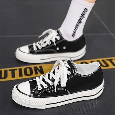 回力戰士 街頭流行搭配 防滑 耐磨 低筒 帆布鞋 男女款 黑色 1