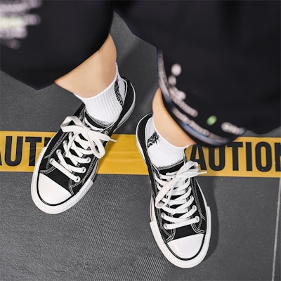 回力戰士 街頭流行搭配 防滑 耐磨 低筒 帆布鞋 男女款 黑色 2