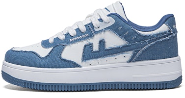 Warrior Classic Denim Blue Low-Top Sneakers - Retro Casual White/Blue. WXY-E103C02 White and Blue Warrior Classic Denim Blue Low-Top Sneakers - Retro Casual White/Blue. WXY-E103C02 White and Blue