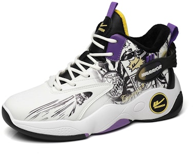 Warrior回力 经典國潮 塗鴉 減震防滑耐磨 高幫 籃球鞋 男款 白黑紫 Details for Warrior回力 经典國潮 塗鴉 減震防滑耐磨 高幫 籃球鞋 男款 白黑紫