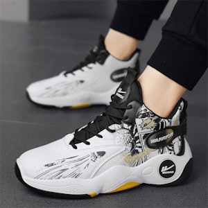 Warrior Classic High-Top Basketball 'Grafiti Putih Hitam Emas' WXY-F282C03 2