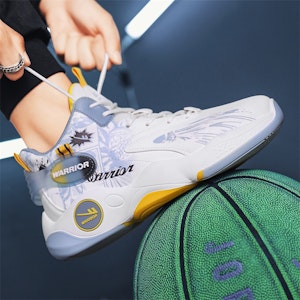 Kasut Bola Keranjang High-Top Warrior Classic 'Graffiti Putih Biru Muda' WXY-F282C01 3