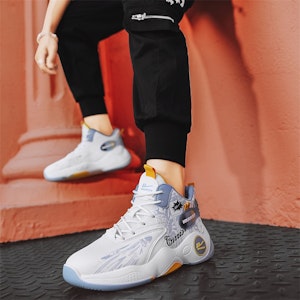 Kasut Bola Keranjang High-Top Warrior Classic 'Graffiti Putih Biru Muda' WXY-F282C01 5