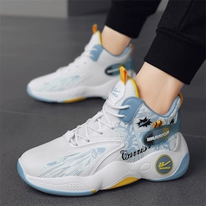 Kasut Bola Keranjang High-Top Warrior Classic 'Graffiti Putih Biru Muda' WXY-F282C01 8