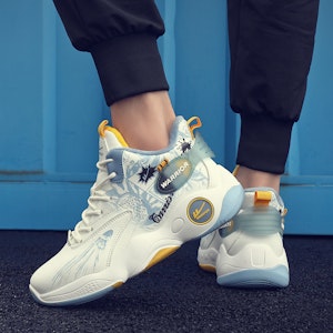 Kasut Bola Keranjang High-Top Warrior Classic 'Graffiti Putih Biru Muda' WXY-F282C01 11