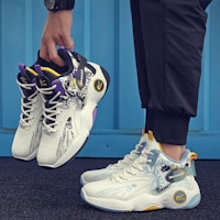 Kasut Bola Keranjang High-Top Warrior Classic 'Graffiti Putih Biru Muda' WXY-F282C01 13