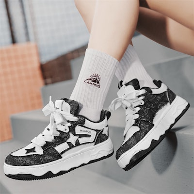 戰士回力 星星雲朵 潮流 厚底百搭休閒 防滑耐磨 低幫 板鞋 男女同款 黑白 Cheap 戰士回力 星星雲朵 潮流 厚底百搭休閒 防滑耐磨 低幫 板鞋 男女同款 黑白