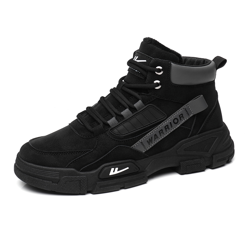 Order Warrior Classic Retro 'Boot Martin Berlapis Bulu Hitam' WBX-249N02