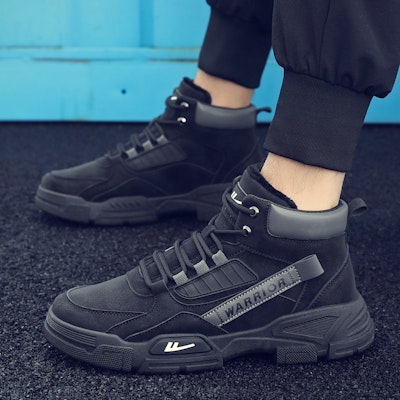 Warrior Classic Retro 'Boot Martin Berlapis Bulu Hitam' WBX-249N02 2