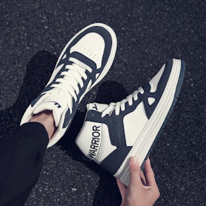 回力勇士 合成皮革 休閒經典復古厚底耐磨 高筒 板鞋 男女同款 白藍 Cheap 回力勇士 合成皮革 休閒經典復古厚底耐磨 高筒 板鞋 男女同款 白藍