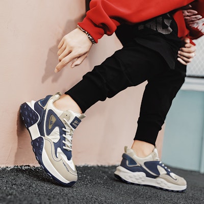 Sepatu Warrior Dad Rendah 'Khaki Biru Tua' WXY-F536C01 2