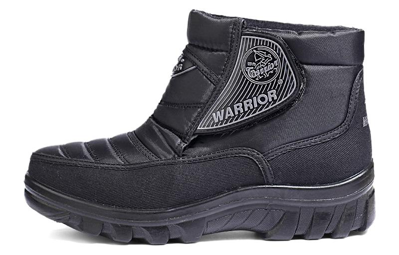 Warrior Embroidered Fabric Mid-Calf Snow Boots Black Casual. WBN-311801 Black