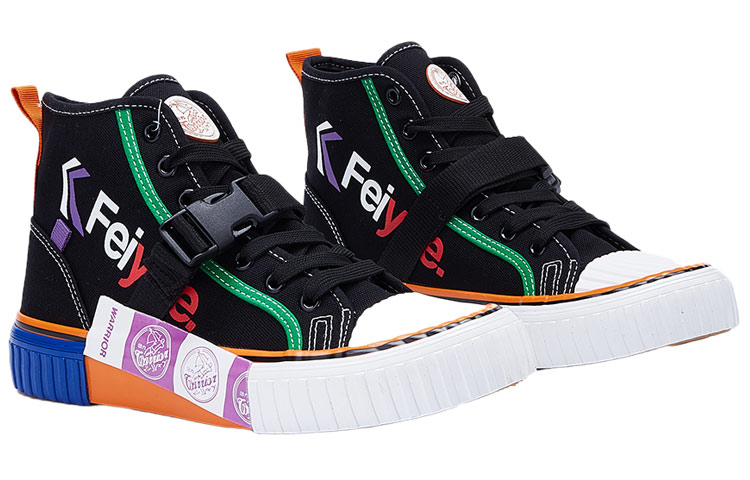 Warrior Feiyue High-Top Canvas 'Black Purple' 圖 3