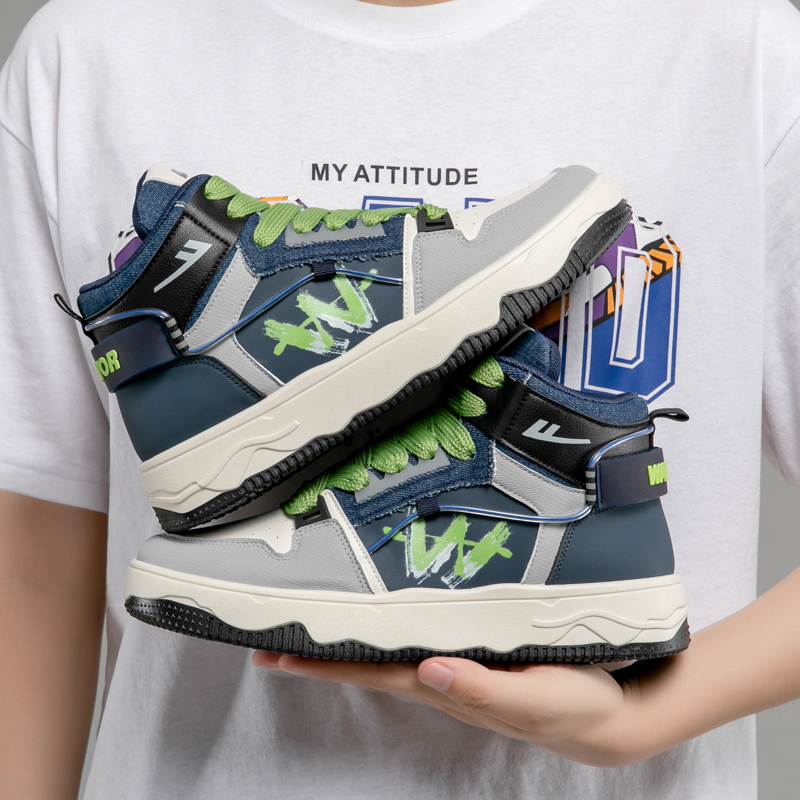 Warrior High-Top 'Dark Blue Beige Graffiti' 圖 7