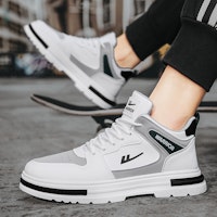 回力戰士 時尚流行 高筒 百搭 板鞋 男款 白灰 耐磨簡約 Shop 回力戰士 時尚流行 高筒 百搭 板鞋 男款 白灰 耐磨簡約