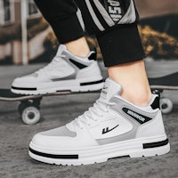 回力戰士 時尚流行 高筒 百搭 板鞋 男款 白灰 耐磨簡約 Purchase 回力戰士 時尚流行 高筒 百搭 板鞋 男款 白灰 耐磨簡約