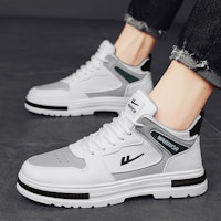 回力戰士 時尚流行 高筒 百搭 板鞋 男款 白灰 耐磨簡約 Cheap 回力戰士 時尚流行 高筒 百搭 板鞋 男款 白灰 耐磨簡約