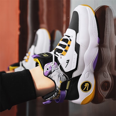 ウォリアー ハイカット バスケットボール (白/黒/紫) WXY-F429C04 2