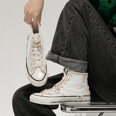 Warrior High-Top Canvas 'White Comfort Plus Velvet' WXY-E209G01 Sizing Warrior High-Top Canvas 'White Comfort Plus Velvet' WXY-E209G01