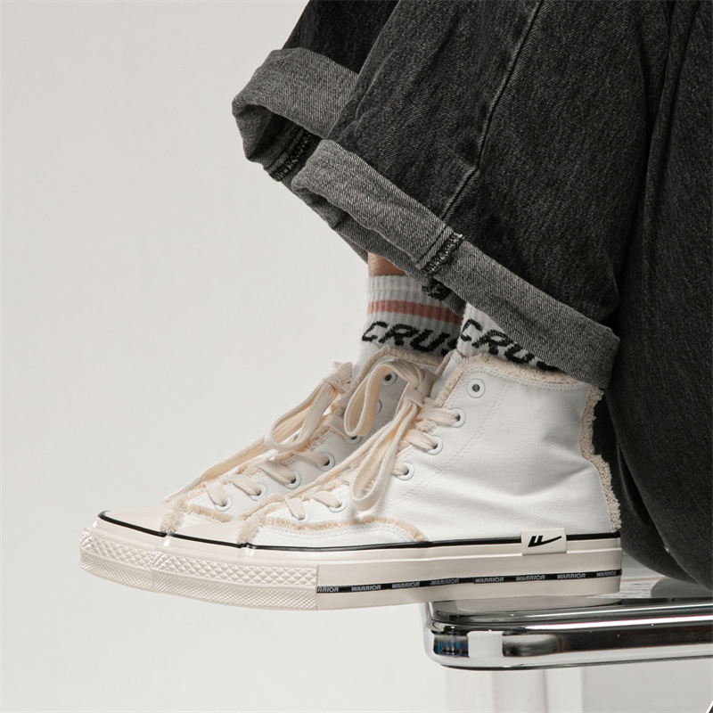 Cheap 워리어 하이탑 캔버스 '컴포트 벨벳' (화이트) WXY-E209G01