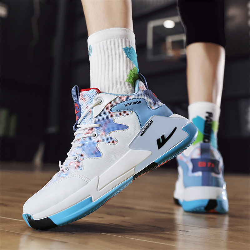 Sizing Warrior High-Top Retro Basketballschuhe ''Weiß Blau Graffiti'' WBN(JS)-058101