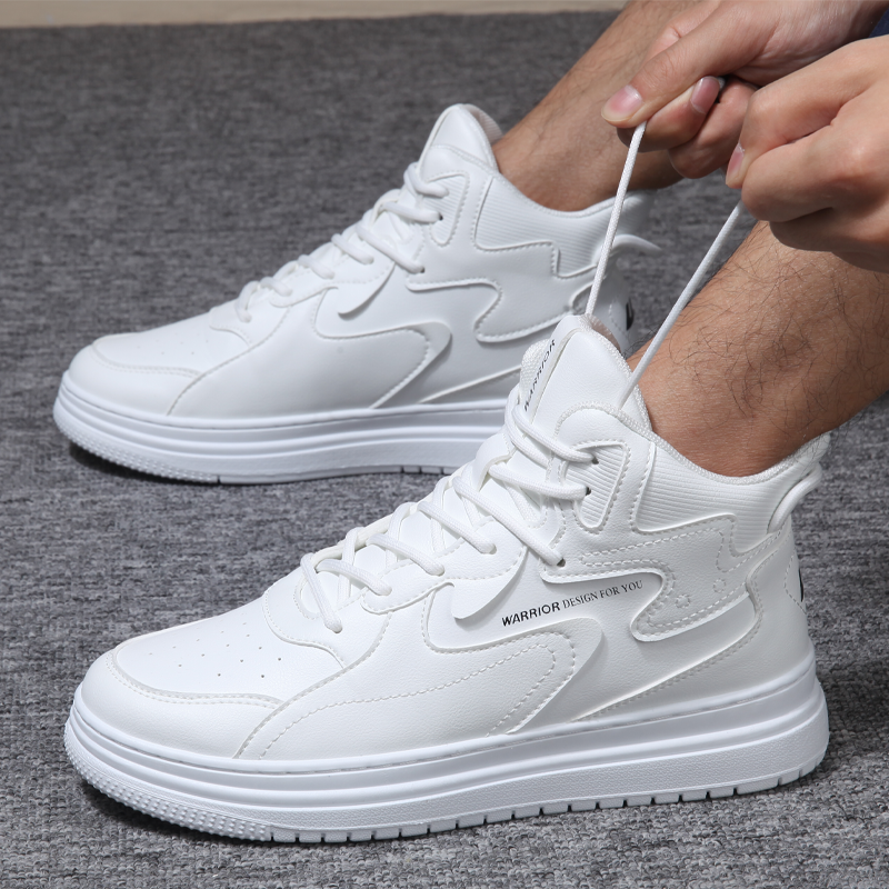 Details for 回力戰士 合成皮革 秋季潮流 防滑耐磨 舒適透氣 防滑防水緩震 高筒 板鞋 男款 白色