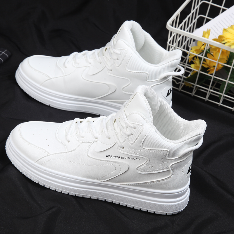 Sizing 回力戰士 合成皮革 秋季潮流 防滑耐磨 舒適透氣 防滑防水緩震 高筒 板鞋 男款 白色