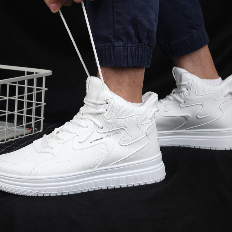 Cheap 回力戰士 合成皮革 秋季潮流 防滑耐磨 舒適透氣 防滑防水緩震 高筒 板鞋 男款 白色
