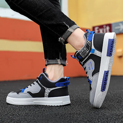 回力戰士 合成皮革 時尚潮流 舒適柔軟 防滑耐磨透氣 高筒 板鞋 男式 黑藍色 Purchase 回力戰士 合成皮革 時尚潮流 舒適柔軟 防滑耐磨透氣 高筒 板鞋 男式 黑藍色