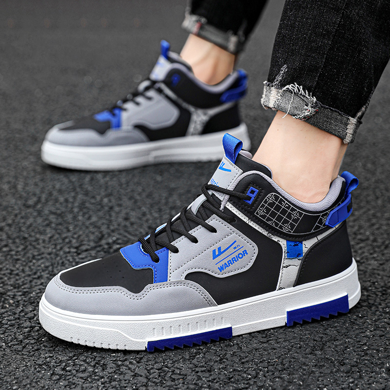 Sizing 回力戰士 合成皮革 時尚潮流 舒適柔軟 防滑耐磨透氣 高筒 板鞋 男式 黑藍色