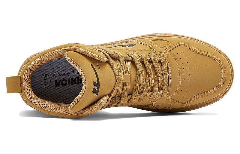 Lookbook Warrior回力 合成皮 風潮拼色 厚底增高 防滑耐磨 高筒 板鞋 男款 駝色