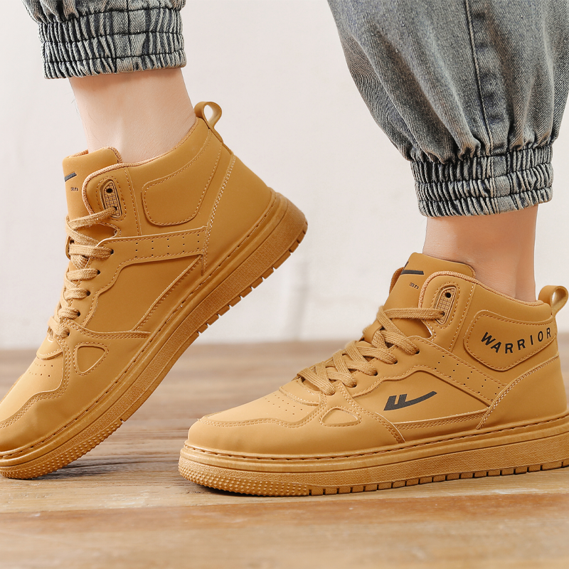 Purchase Warrior回力 合成皮 風潮拼色 厚底增高 防滑耐磨 高筒 板鞋 男款 駝色