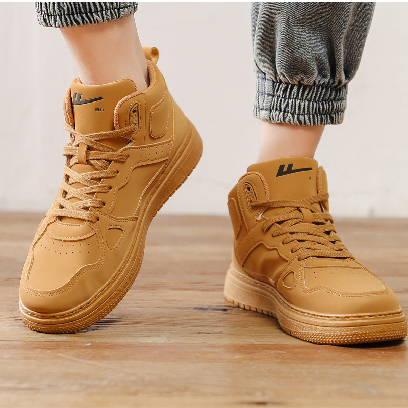 Sizing Warrior回力 合成皮 風潮拼色 厚底增高 防滑耐磨 高筒 板鞋 男款 駝色