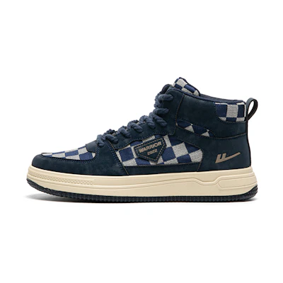 Warrior High-Top Sneaker 'Deep Blue and Beige Checkered'