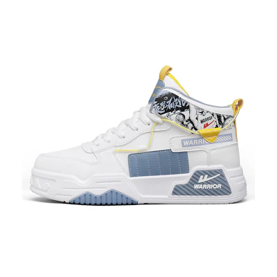 Warrior High-Top 'White Blue Grey Graffiti'