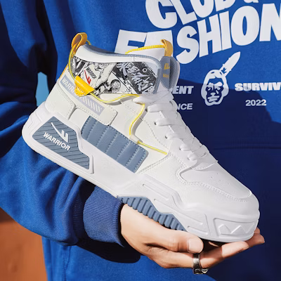 Warrior High-Top 'Blanco Azul Gris Graffiti' WXY-F796C02 Details for Warrior High-Top 'Blanco Azul Gris Graffiti' WXY-F796C02
